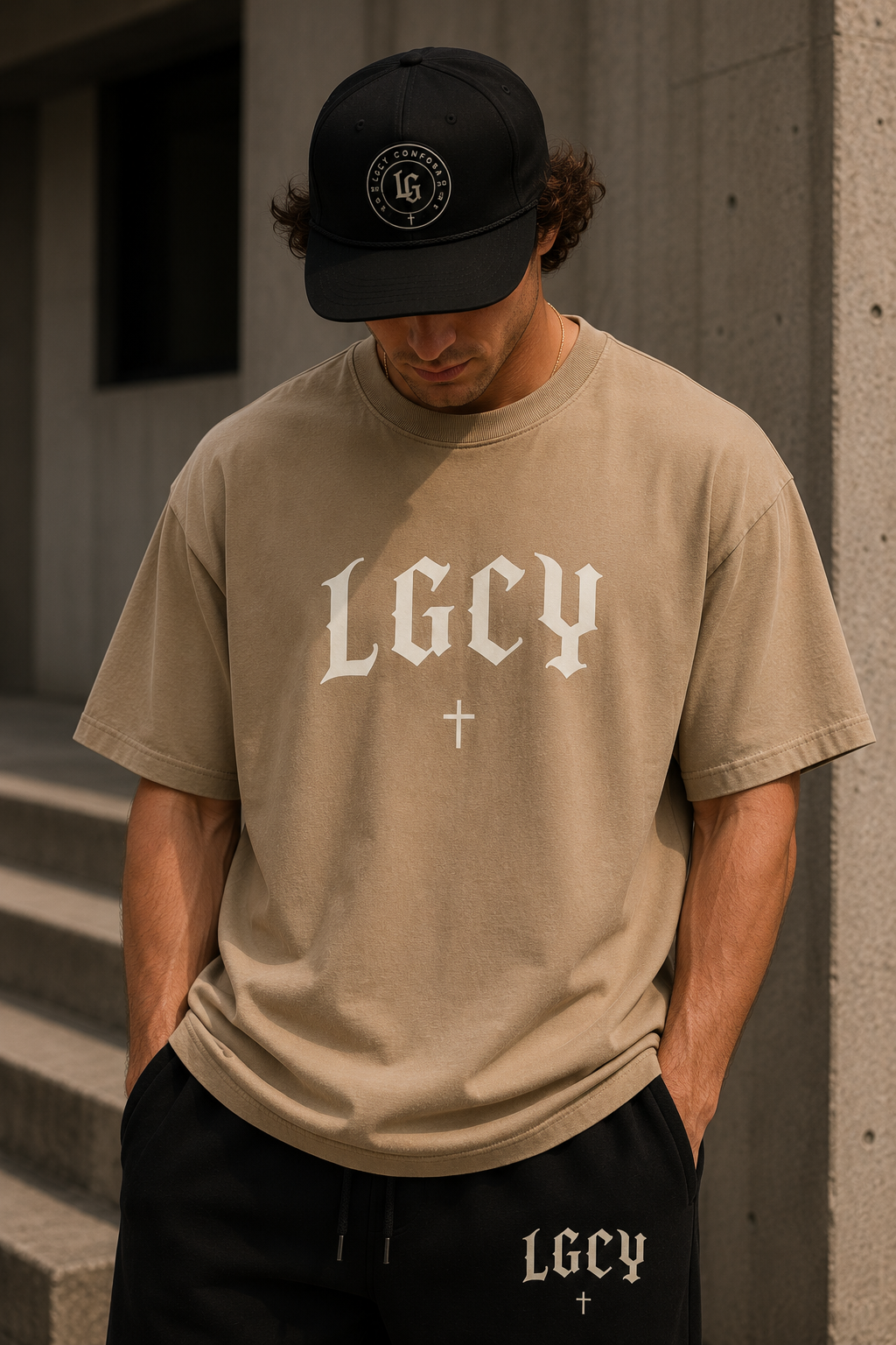 LGCY Conform Oversized Heavyweight Tee — Let God Conform You back print